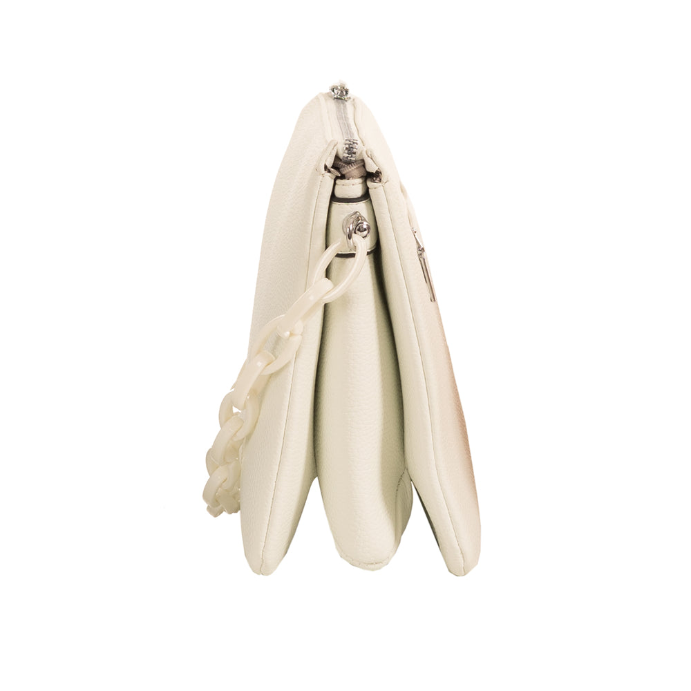 Side shot of white handbag