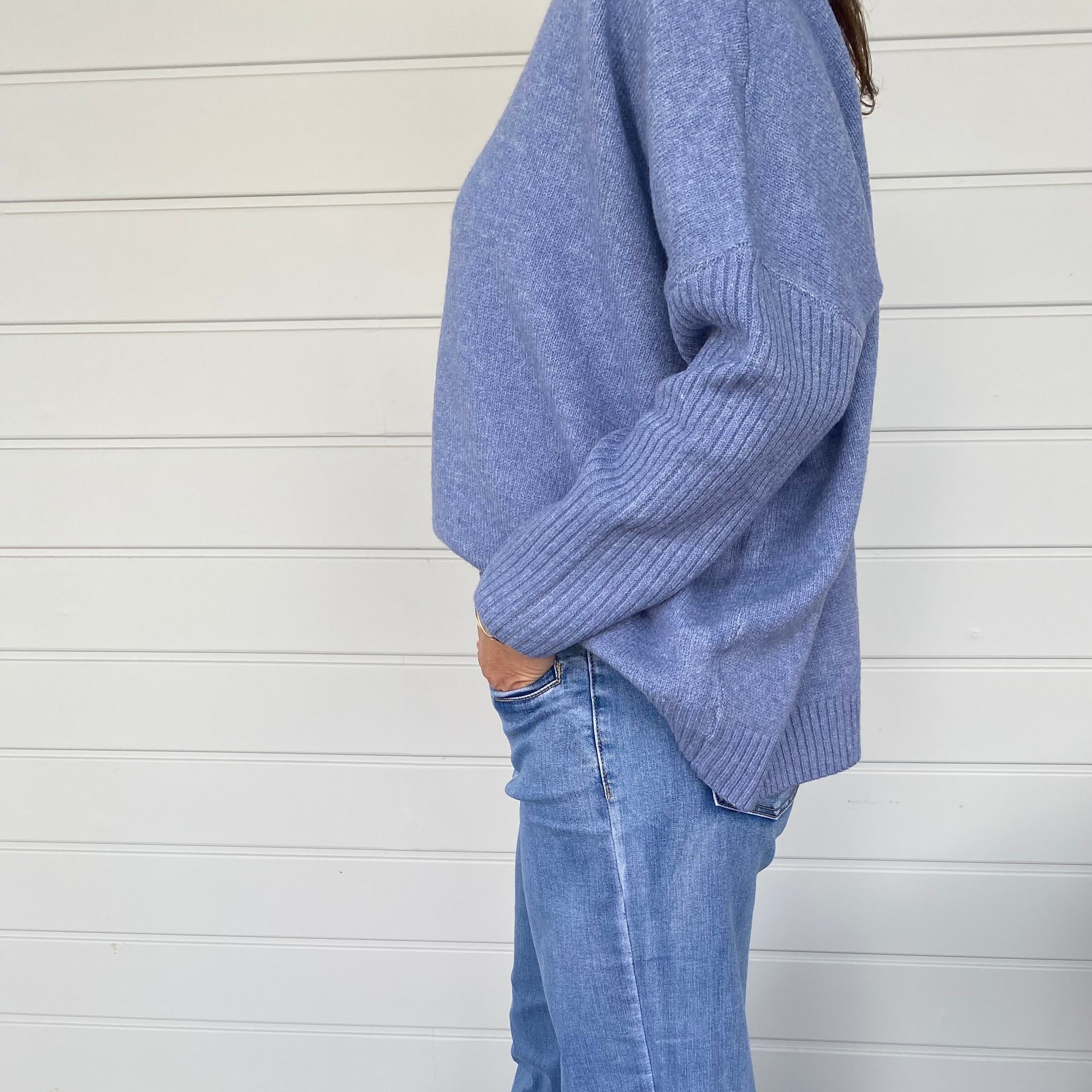 Blue soft knitwear oversized winter jumper