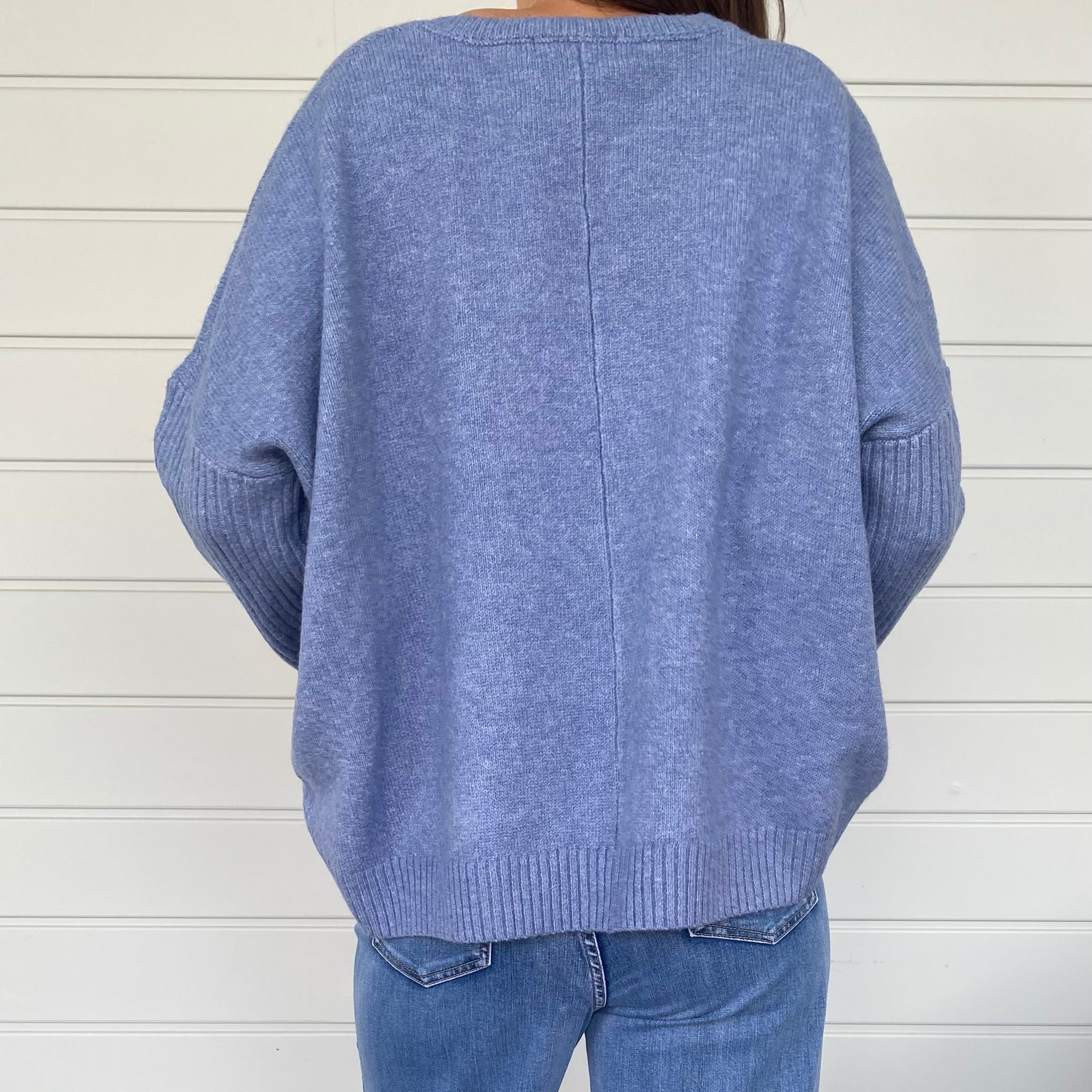 Blue soft knitwear oversized winter jumper