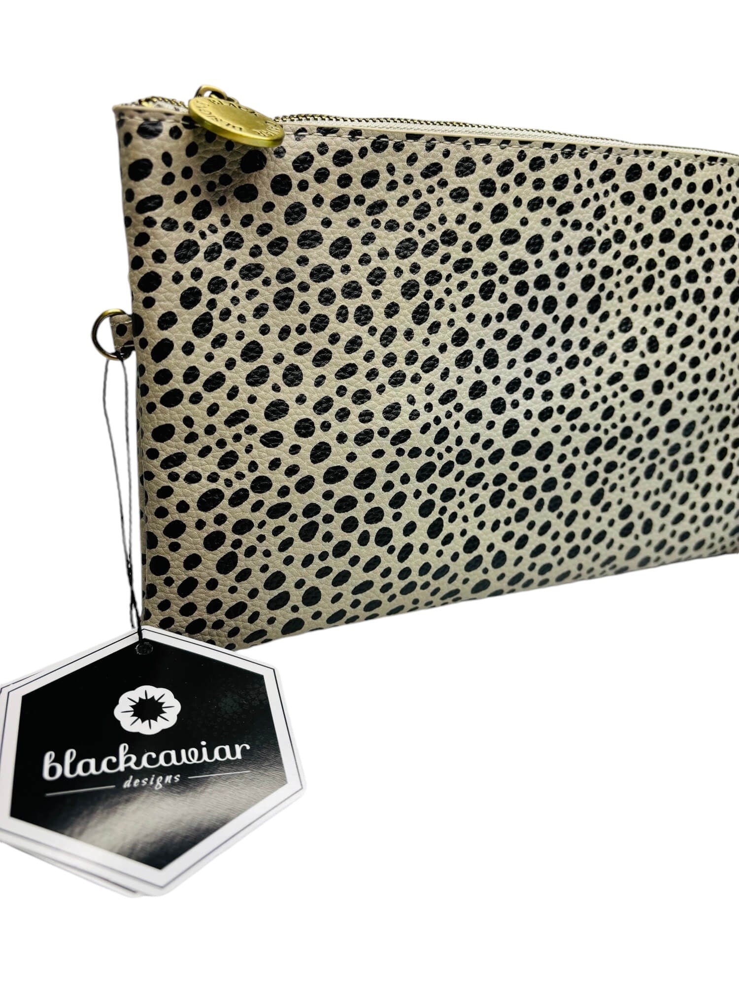 Black spotted wallet with white background