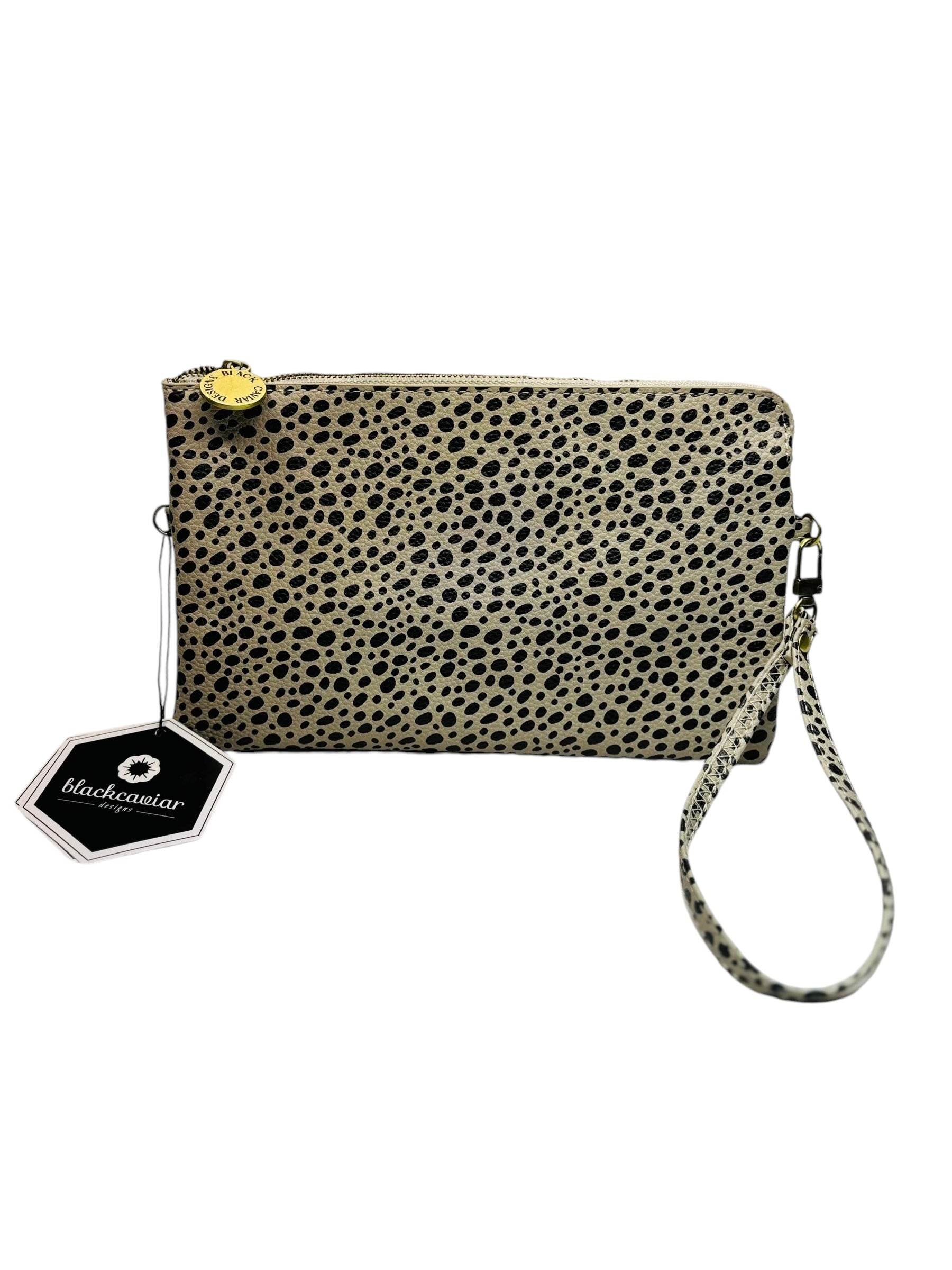 Black spotted wallet with white background