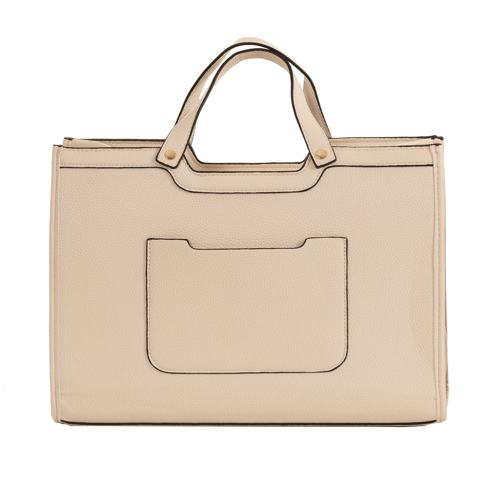 Back of cream tote bag with rear pocket