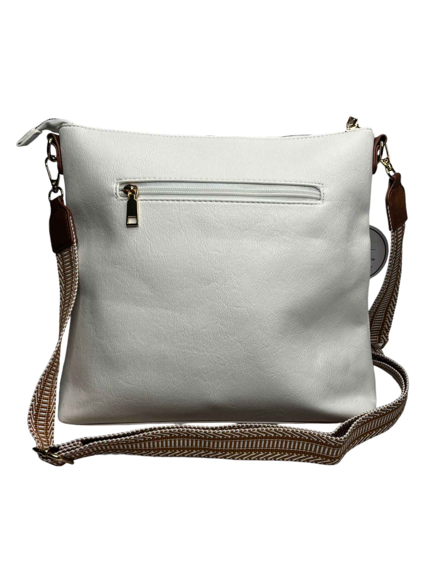 A sleek white leather crossbody bag featuring a stylish strap for easy carrying. Perfect for everyday use!