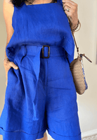 Ladys blue shorts with belt